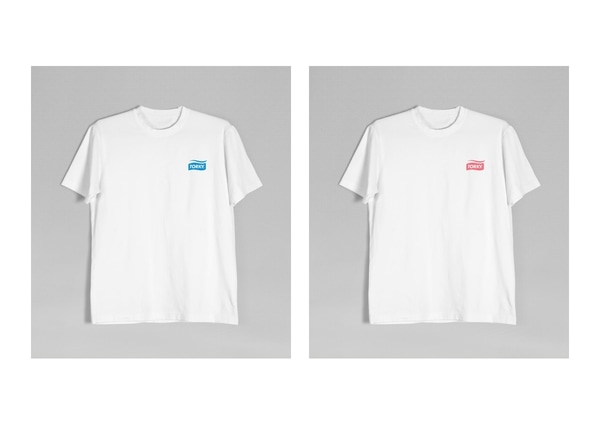 Torky Tork Logo T-Shirt in White Baby Blue und White Baby Red